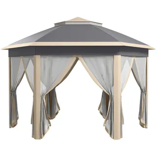 Outsunny Faltpavillon 4,05 x 4,05 x 2,85 m beige/khaki/braun