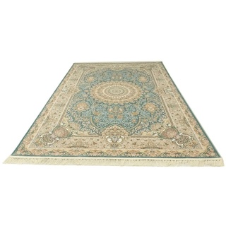 Orientteppich MORGENLAND "Suzan" Teppiche Gr. B/L: 120 cm x 180 cm, 7 mm, 2,16 m2, 1 St., grün (seegrün) Orientalische Muster