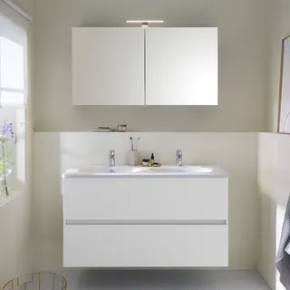 Burgbad Rocio Schrank mit Doppelwaschtisch, mit Spiegelschrank,
