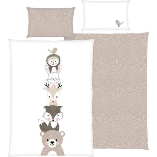 Herding Woodland Crew Renforcé Beige/Braun 135 x 200 cm + 80 x 80 cm