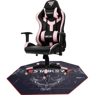 Hyrican Gaming-Stuhl Striker Gaming-Stuhl "Copilot" Gamingstuhl + Stuhlunterlage (Set), Bodenschutzmatte 1100x1100x2mm rosa|schwarz