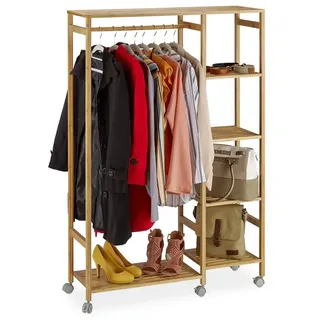Relaxdays Rollgarderobe Bambus Hellbraun/Grau