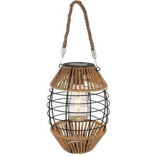 LED Solarlaterne, Metall Hanf, stehend hängend, H 40,5 cm - Braun