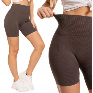 Radsport-Leggings Biker Damen Push-Up Hohe Taille Gerippt MORAJ S/M - Braun - S/M