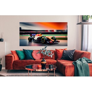MuchoWow Poster Auto - Formel 1 - Rennstrecke - Rennwagen, (1 St), Bild für Wohnzimmer, Schlafzimmer, Wandposter, Ohne Rahmen, Wanddeko bunt Rechteckig - 160 cm x 80 cm