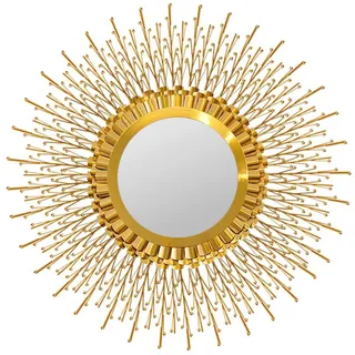 SJASD Großer Goldener Sunburst Wandspiegel, Runde Sonne Dekoration Spiegel, dekorativer Akzentspiegel mit Metallrahmen, für Esszimmer, Wohnzimmer, Flur-Veranda,81cm(32inch)