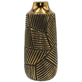 Dekohelden24 Dekovase Edle hochwertige schmale Keramik Vase in gold-schwarz, verschiedene (1 Vase, 1 St) schwarz 11 cm x 30 cm
