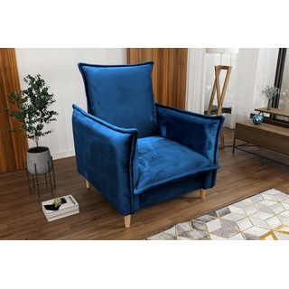 Beautysofa Sessel Pillow (Relaxsessel im sknadinavisches Design, Wohnzimmersessel), Polstersessel für Wohnzimmer, Armchair blau