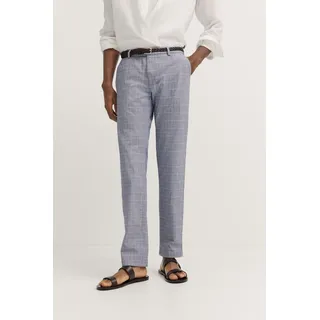 Chinohose BUGATTI, Herren, Gr. 33, Länge 30, blau (350, blau), 97% Baumwolle, 3% Elasthan, kariert, normal, Hosen Chinohose, mit körpernaher Passform