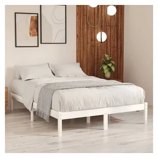 vidaXL Bett Massivholzbett Weiß 180x200 cm weiß