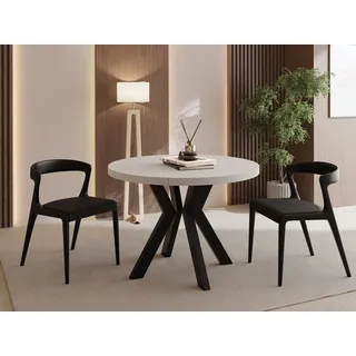 WFL GROUP Runder Esstisch 80 x 77 x 80 cm beige