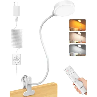 Glocusent 5W Leselampe Bett, 36 LED Augenschonende Klemmlampe Bett | Klemmleuchte mit 30-Min Timer, Flexibler Schwanenhalsideal für Kopfende, Schreibtisch, Regal, Lesen, Lernen, Arbeit, Handwerk