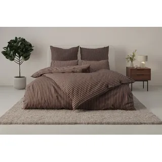Bettwäsche BRUNO BANANI "Jassen", braun, B/L: 135cm x 200cm, 1 Stk., 1 Stk., Renforcé, B/L: 80cm x 40cm, 2, Renforcé, Obermaterial: 100% Baumwolle, Bettwäsche, Bettwäsche, moderne Bettwäsche aus Baumwolle, Streifen-Design, mehrere Qualitäten