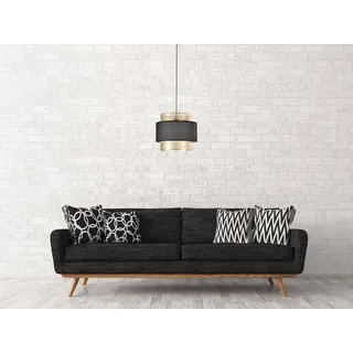 Lounge Pendelleuchte, goldfarben und schwarz, Metallgitter, Wabenstruktur, einflammig, 35 cm Durchmesser - Schwarz
