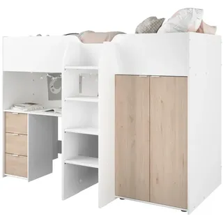 Parisot Hochbett Tom 90 x 200 cm Eiche matt beige
