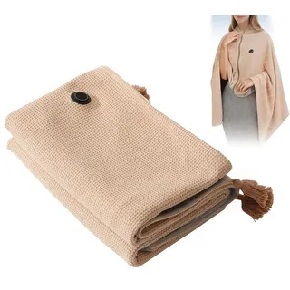 Kabellose Heizdecke mit Akku – USB-Wärmedecke mit 10000mAh Powerbank, 3 Heizstufen, elektrische Decke 150×80 cm, beige - Beige