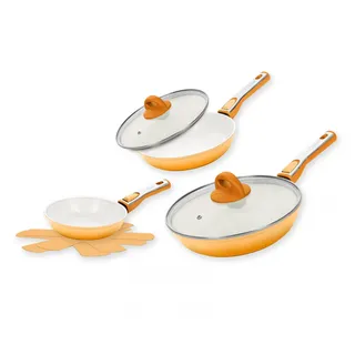 Genius Cerafit Revolution Keramik-Pfannenset 7-tlg, 20 cm + 24 cm + 28 cm Orange