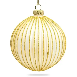 SIKORA Christbaumschmuck Highlights Champagner 4er Set Christbaumkugeln aus Glas mit Verzierung, Besondere Weihnachtskugeln für ein sinnliches Weihnachtsfest
