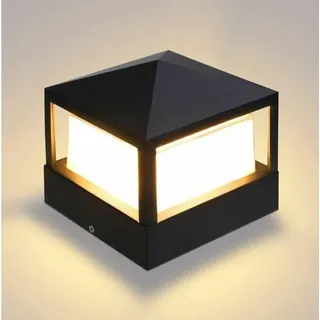 Pfostenlampe Säulentorlampe Außenleuchte Säulenlampe Villa Ip65 Wasserdicht Aluminium Garten Landschaft Rasen Tor Zaun Eingangsleuchte, Warmweiß