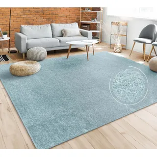 Paco Home Teppich Wohnzimmer Schlafzimmer Esszimmer Kurzflor Moderne Optik Einfarbig Pastell, Grösse:60x100 cm, Farbe:Türkis