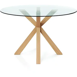 Iconik Interior Esstisch, rund, 120 cm, Glas, Tauwa, Natur