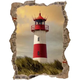 DesFoli Wandtattoo Leuchtturm - verschiedene Rahmentypen DW000299 Farbe Brauner Stein Hochformat, Größe 60 cm x 78 cm