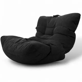 Aiire Relaxo Sitzsack XXL für Kuschelecke - Bean Bag Design mit Füllung - Riesen Sitzsäcke Erwachsene, Sitz Sack Flauschig - Bodenkissen Grob, Bodenstuhl, Bodensessel Schwarz