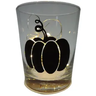 Deko Teelicht Glas Windlicht print "Kürbis" schwarz Handmade Dekoratio