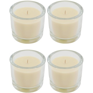 4 Stück GALA Candle Kerzen im Glas – Minnesota - weiss – Kerzen - Glaskerze - lange Brenndauer – Haushaltskerzen - ohne Duft - Whisky Gläser
