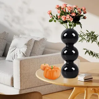 Kleine Glasvase In Blasenform Für Pampasgras, Modernes Glasdesign, Tischdekoration, Hydrokultur-stil, Dekorative Vase Für Wohnzimmer, Büro – Schwarz