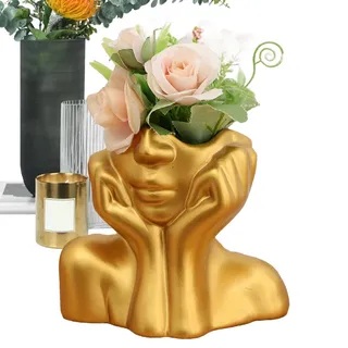 Artistic Half Body Vase, Unique Female Head Vase, Modern Head Vase, Living Room Head Vase Decor, Stylish Resin Vase, Head Vase Centerpiece for Dining Table, Contemporary Resin Female Head Vase