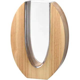 LEONARDO HOME Legno Vase, 1 Stück, Moderne Vase aus Glas und Holz, handgemacht, Zeitloses Kunstwerk, einzigartige Blumenvase, Elegantes Design mit langlebiger Freude,Höhe 28 cm, braun, 025655