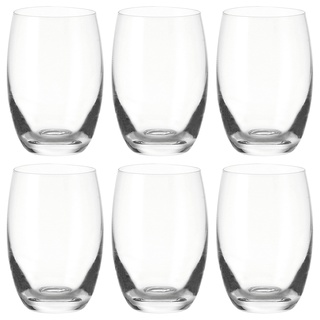 Leonardo Cheers Trink-Gläser 6er Set, spülmaschinenfeste Wasser-Gläser, Trink-Becher aus Glas, Getränke-Set, Saft-Gläser, Höhe 12,5 cm, 460 ml, 060413