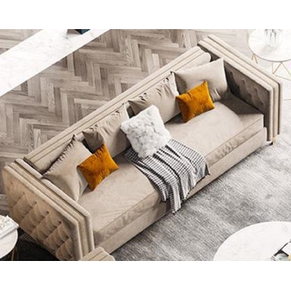 JVmoebel Sofa, Samt Wohnlandschaft Relax Sitz Lounge Sofas Sofa 3 Sitzer 233 cm beige