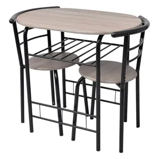 furnicato Esstisch Modernes Frühstücks-Bar-Set 80x53x74 cm Schwarz mit MDF und (1-St), Pflegeleichte Sitzgruppe mit 2 Hockern für Cafés und Apartments schwarz