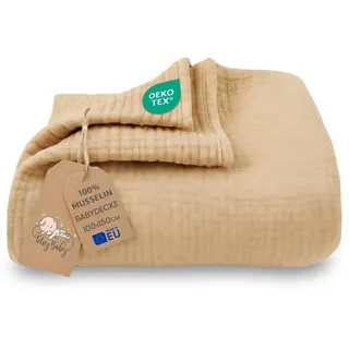 Totsy Baby Babydecke Musselin Decke Baumwolle Kuscheldecke Pucktuch Kinder, Totsy Baby beige|braun 100 cm x 150 cm