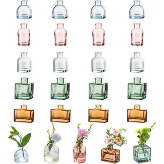 LuxusKollektion Glas Farbige Glas Mini Vasen Set 20er für Tischdeko Hochzeit Weihnachten