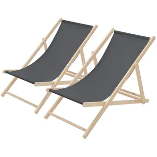 ECD Germany 2er Set Liegestuhl 117 x 52 x 83 cm Anthrazit