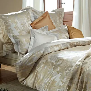 Curt Bauer Mako-Brokat-Damast Bettwäsche Louis XIV antikgold Kissenbezug einzeln 80x80 cm - gelb;beige