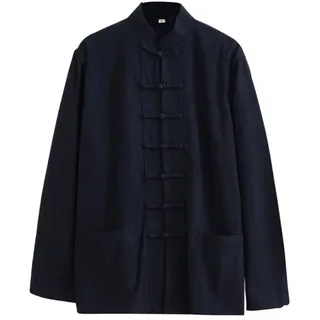 ZHOUXIAO Losen Tang Anzug Bequeme Baumwollwäsche Kampfkunstanzug Männer Chinesische traditionelle Kleidung, atmungsaktive Kung -Fu -Uniformen Tai Chi Kleidung Langarm Hemd black-7XL - 7XL-8XL