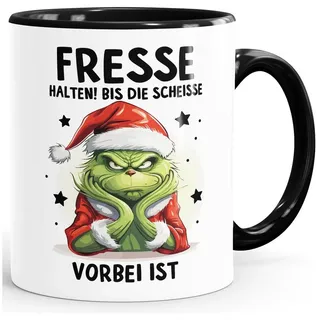 MoonWorks Tasse Grinch Tasse Anti Weihnachten Spruch Ironie Sarkasmus lustige, Keramik schwarz