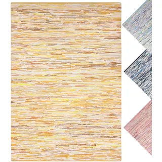 MY-RUG Handgewebter Flickenteppich aus Baumwolle | Fleckerlteppich in Handarbeit gewebt | Boho Teppich | bunter Kinderteppich, weich & strapazierfähig | Baumwollteppich | Gelb Gold, eckig 160 x 230 cm