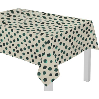 Tischdecke ADAM "Dots" Tischdecken Gr. B/L: 190 cm x 130 cm, rechteckig, grün (natur, dunkelgrün) Tischdecken