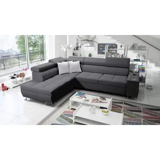 All4All Ecksofa mit Schlaffunktion Margo VII 283x221 cm - Schlafsofa mit Bettkasten - Wohnlandschaft in L-Form - XXL Sofa - Seite Links - Gewebe - Dunkelgrau - Modern 26