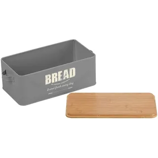 Rosenstein & Söhne Brotkorb: Retro-Brotkasten aus Stahlblech mit Bambus-Schneidebrett-Deckel, 7 l (Brotbox mit Schneidebrett, Brotkasten Bread, Holz)