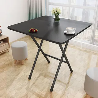 Altsuceser Quadratischer Klapptisch, 60 cm, schwarzer kleiner quadratischer Tisch, 4 Personen, zusammenklappbarer Esstisch für drinnen und draußen, für Zuhause, Büro, Miethaus, Balkon, Schwarz