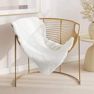 Sonive Kunstfell Teppich Stuhlauflage 90x60 cm Weich, Faux Fell Waschbare Teppiche Sitzauflage für Kinderzimmer, Wohnzimmer, Schlafzimmer, Esszimmer Weiß