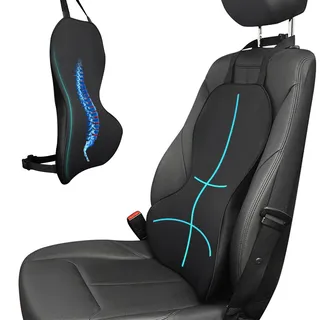Autositzkissen mit Rückenstützkissen Ergonomisches Lendenwirbelstützkissen | Rückenkissen aus Memory-Schaum, 55*44*10cm, Lendenkissen Rückenstütze auto für Autositze Schreibtischstuhl