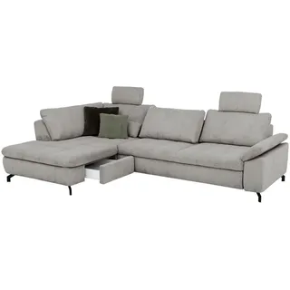 Beldomo Style Ecksofa Sense, Grau, Metall, 3-Sitzer, Ottomane links, Eckteil, L-Form, 291x197 cm, Goldenes M, Typenauswahl, Fußauswahl, Stoffauswahl, seitenverkehrt erhältlich, individuell planbar, Wohnzimmer, Sofas & Couches, Wohnlandschaften, Ecksofas