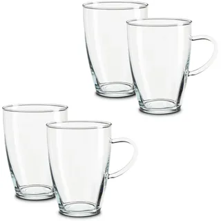Peill+Putzler Germany 4er Set Teegläser, 350ml Kaffeegläser, Gläser mit Henkel für Kaffee, Latte Macchiato & Tee, spühlmaschinengeeignet